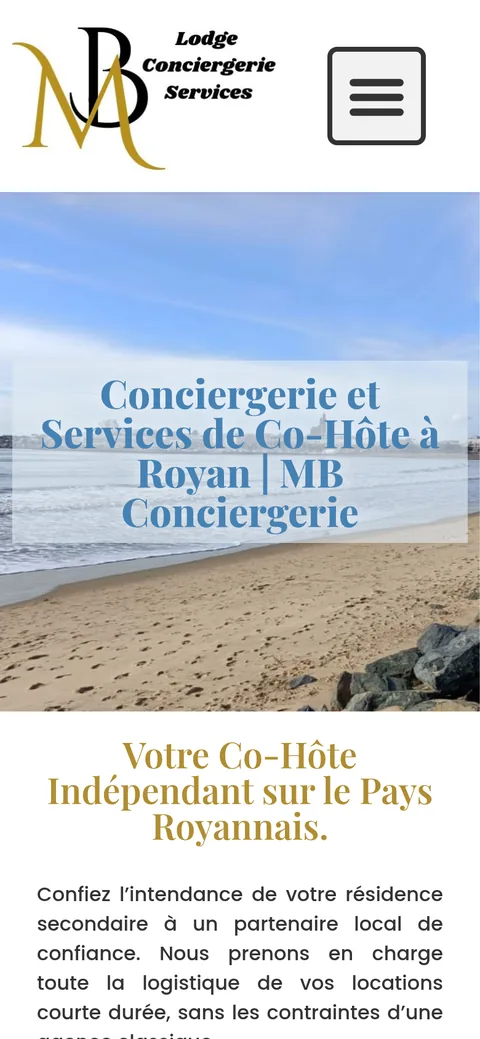 Page Propriétaires du site MB Lodge Conciergerie, sur téléphone