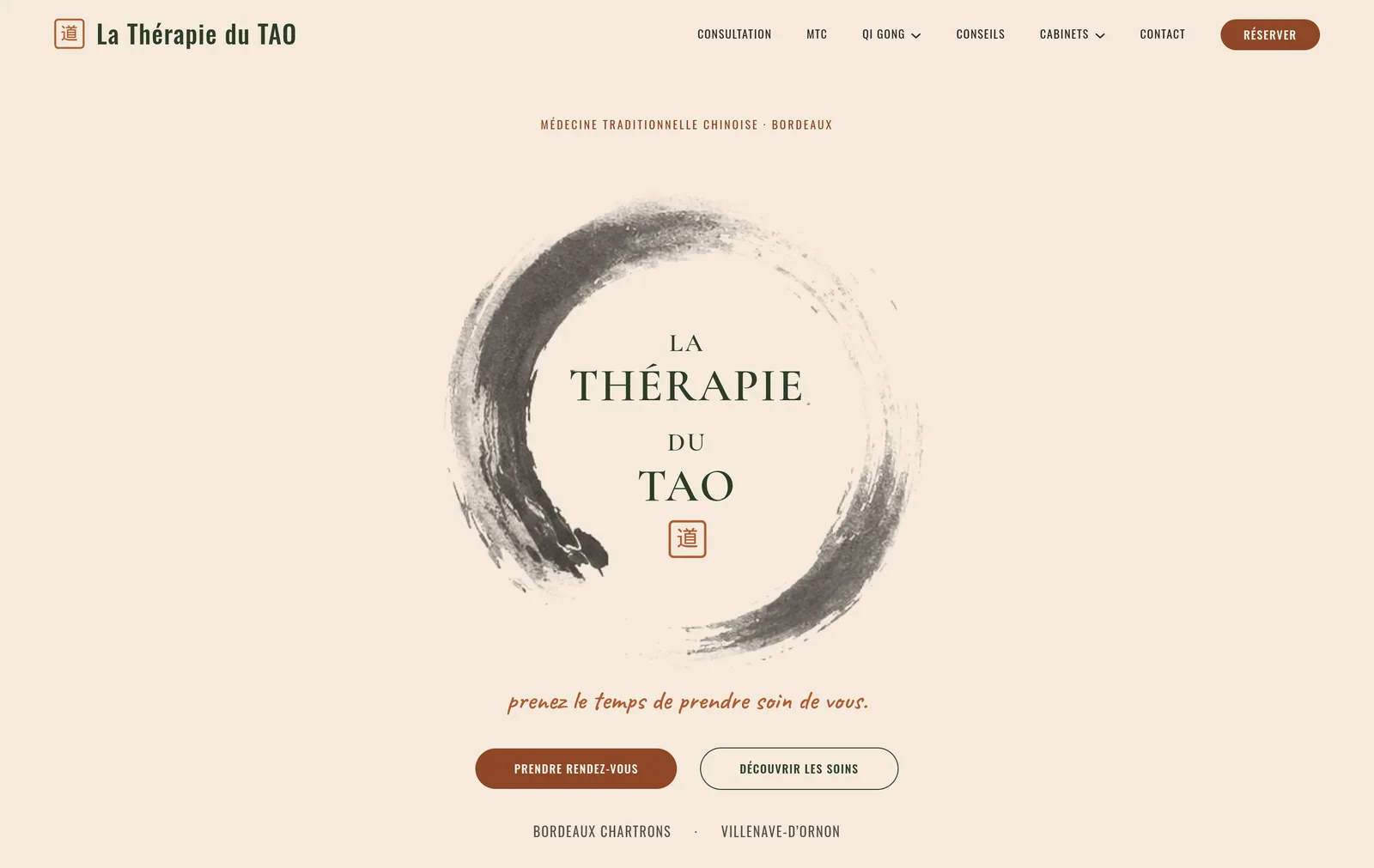 Accueil du site La Thérapie du TAO, sur ordinateur