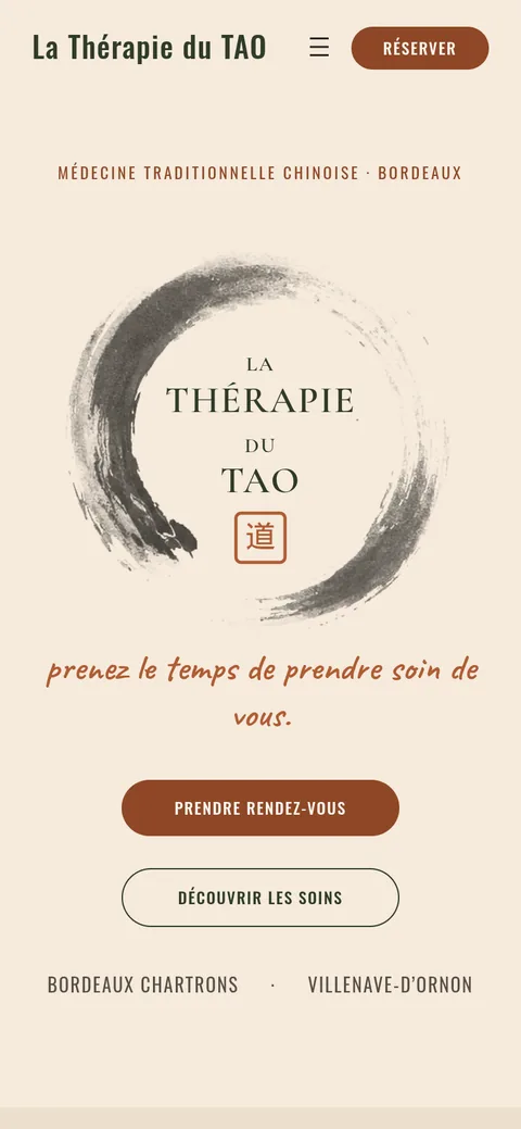 Accueil du site La Thérapie du TAO, sur téléphone